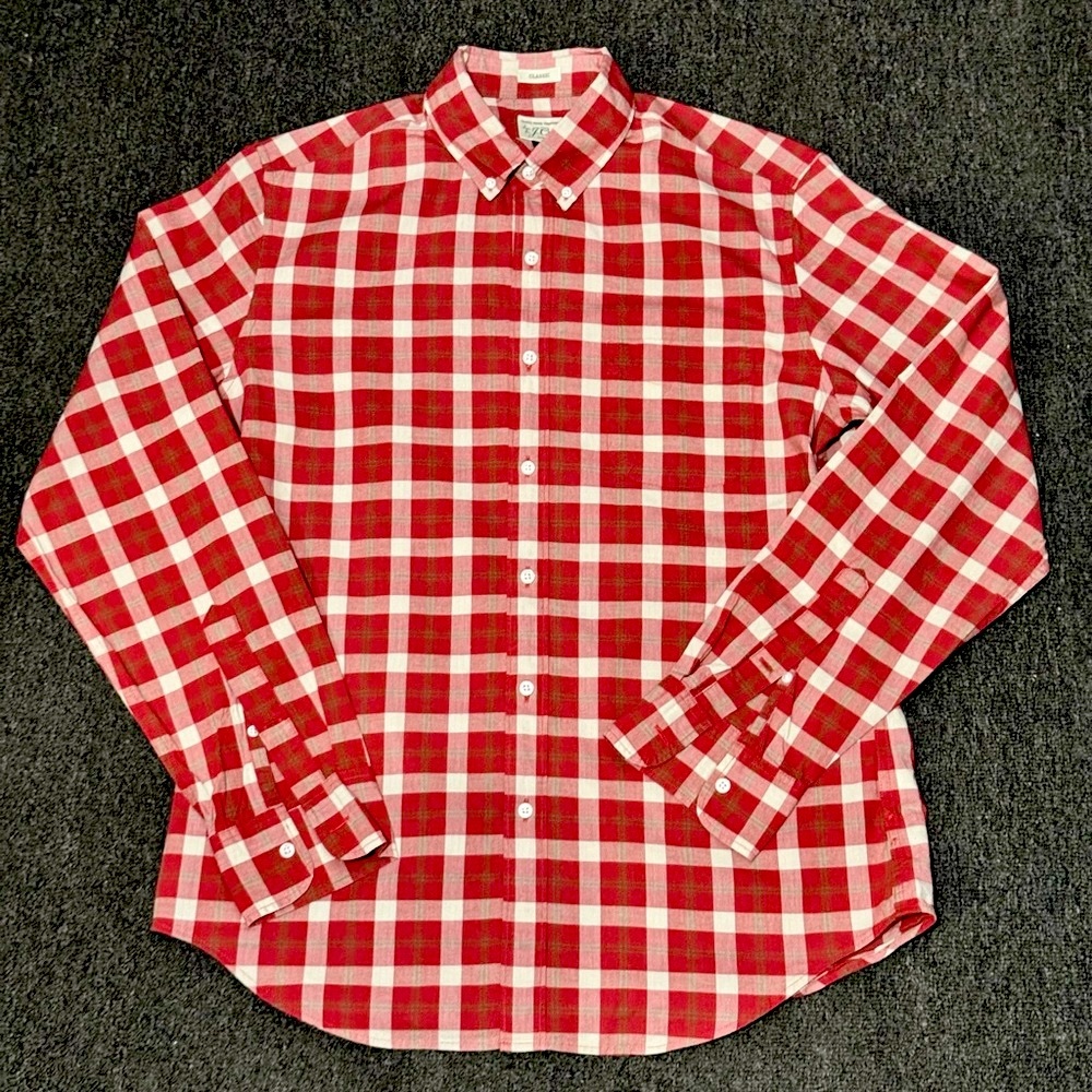 J. Crew Men’s Classic Fit Plaid Button Down Shirt Size Medium